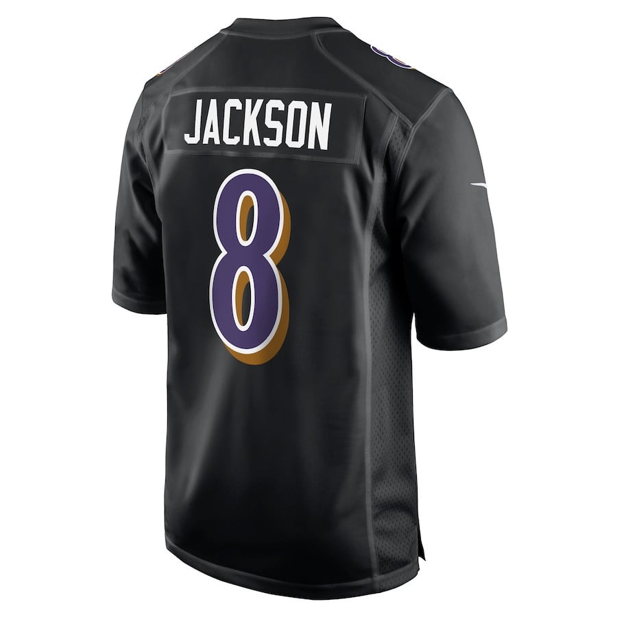 Lamar Jackson 8 Baltimore Ravens Fashion Game Jersey - Black
