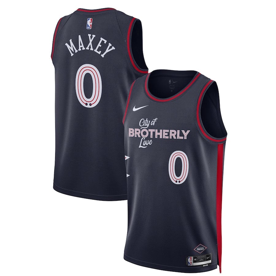 Men's  City Edition Philadelphia 76ers Tyrese Maxey #0 Navy 2023-2024 seasonJersey