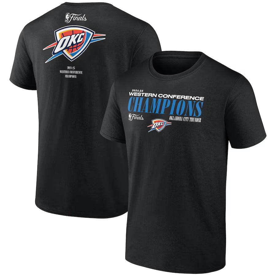 Men's Oklahoma City Thunder Fanatics Black 2025 Western Conference Champions Basketball T-Shirt