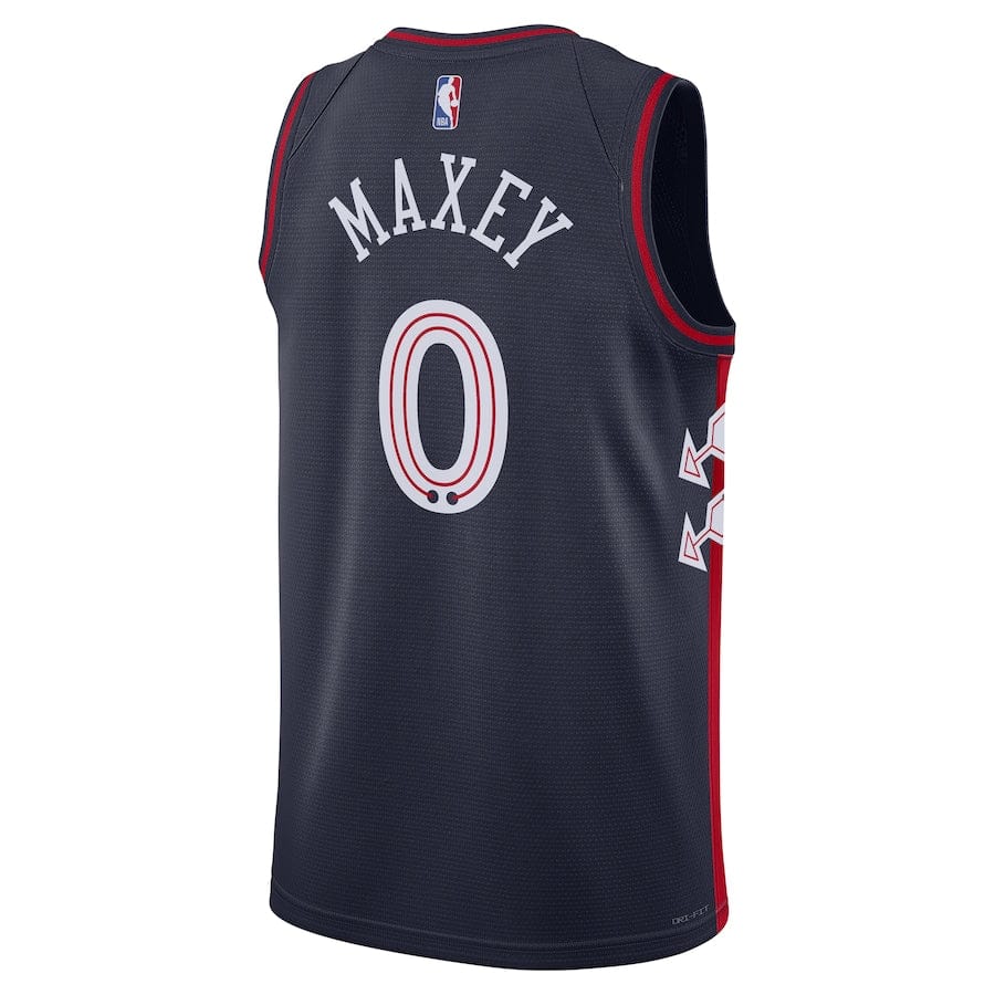 Men's  City Edition Philadelphia 76ers Tyrese Maxey #0 Navy 2023-2024 seasonJersey