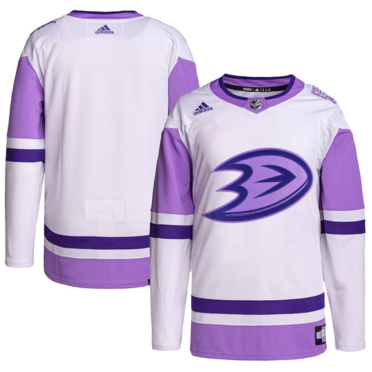Anaheim Ducks   Hockey Fights Cancer Primegreen   Blank Practice Jersey - White/Purple