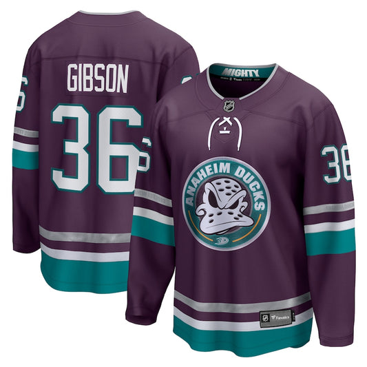 John Gibson Anaheim Ducks   30th Anniversary Premier Breakaway Jersey - Purple