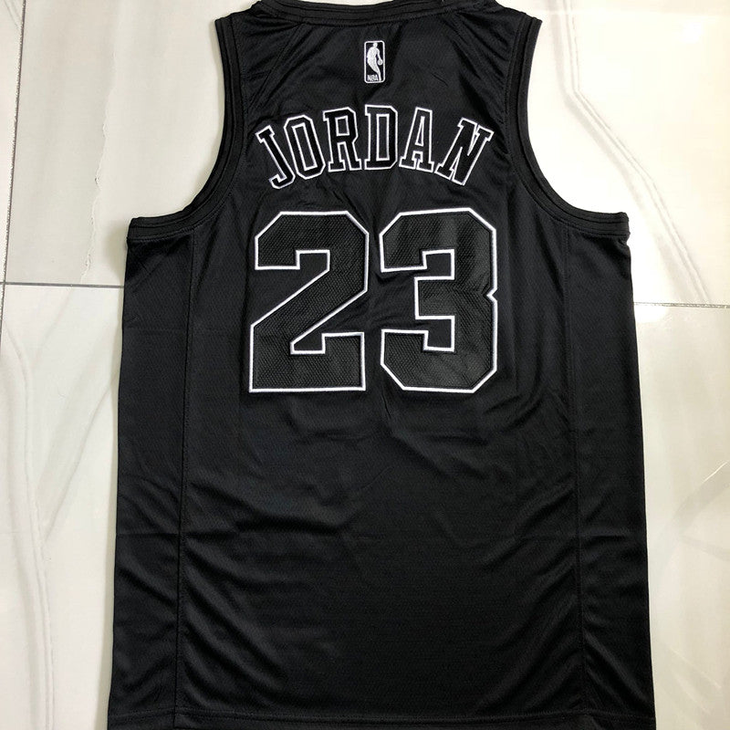 Michael Jordan Chicago Bulls 23 Black -Retro Dense Embroidery
