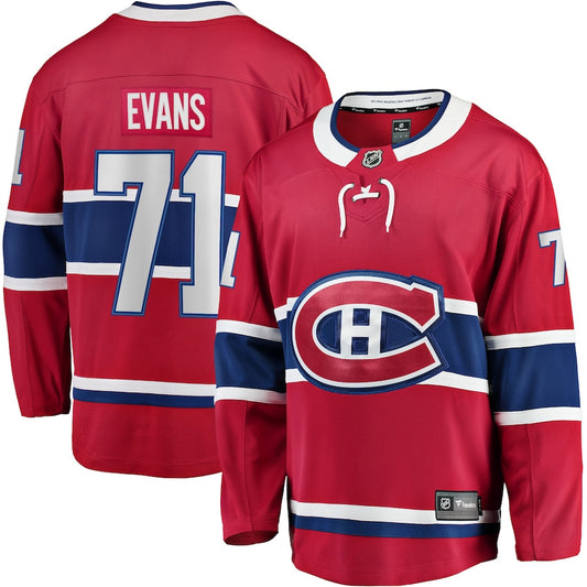 Jake Evans Montreal Canadiens   Home Breakaway  Jersey - Red